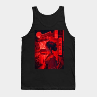 Red neon Japanese girl Tank Top